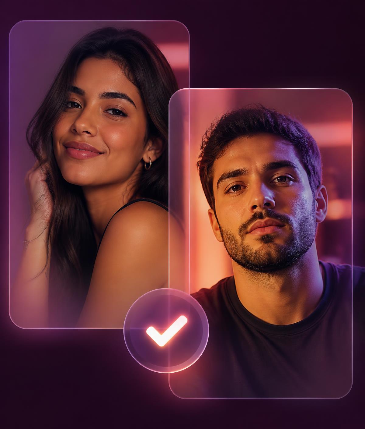 Duas pessoas verificadas no aplicativo Nítido